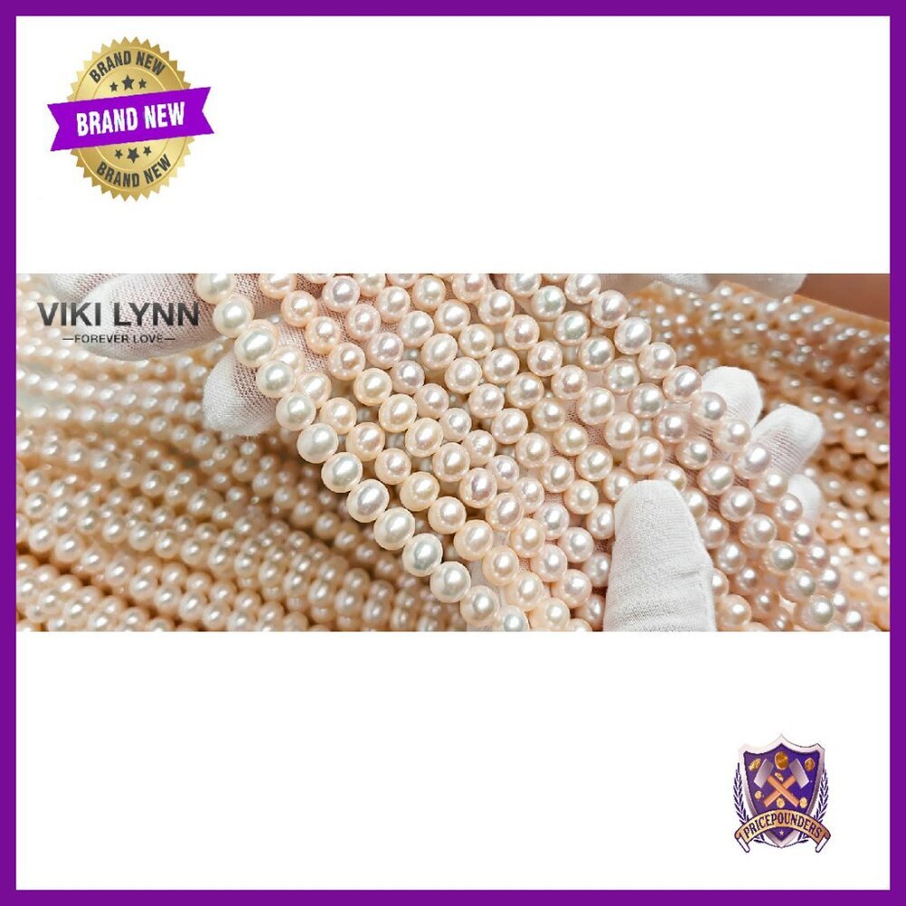 Freshwater Pearl Necklace Bracelet Earrings Set Sterling Silver 18K Gold Plated - Picture 8 of 8